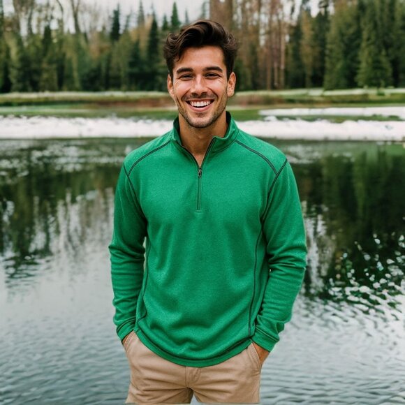 Pebble Beach Performance Pullover Sweatshirt Long Sleeve 1/4 Zip Golf Jacket - Picture 2 of 10